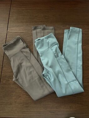 High-Waist Active Leggings Pair - Gray & Blue